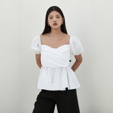 Shirring Off-Shoulder Blouse- White