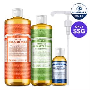 퓨어 캐스틸 솝 950ml+475ml 티트리+그린티 (펌프/60ml 포함)