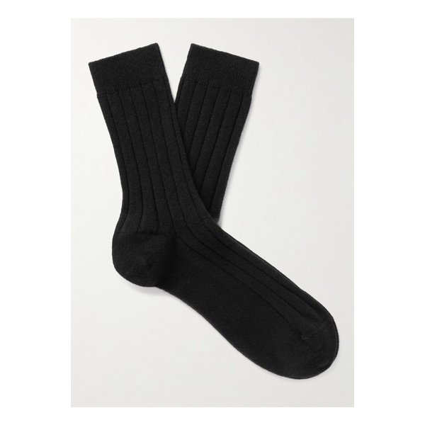 존스톤스 오브 엘긴 골지 캐시미어 혼방 양말 블랙 1647597344485131