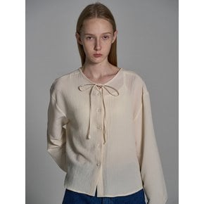 Wrinkle Ribbon Blouse_Ivory