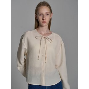 Wrinkle Ribbon Blouse_Ivory