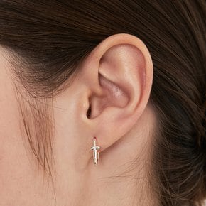 [프로미스나인 박지원 착용] slim cross hoop earring