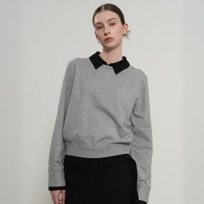 WOMAN 릴렉스드 카라 레이어드 풀오버 [GREY] / GF7LKP502