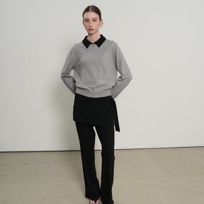 WOMAN 릴렉스드 카라 레이어드 풀오버 [GREY] / GF7LKP502