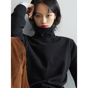 WOOL BLEND TURTLE NECK KNIT BLACK