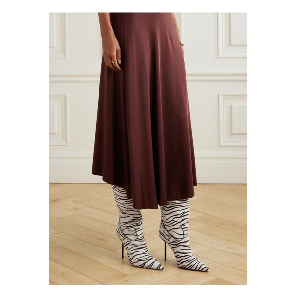 리디아 지브라 프린트 카프 헤어 앵클 부츠 46376663162896836