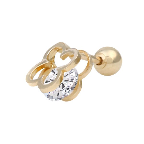 14K 골드 클로버 큐빅 데일리 금 피어싱