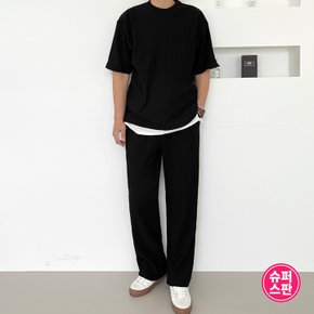 제이지컴퍼니 남성용 스판대박! 플리츠 일자핏 밴딩 팬츠 바지+반팔티 상하의 SET