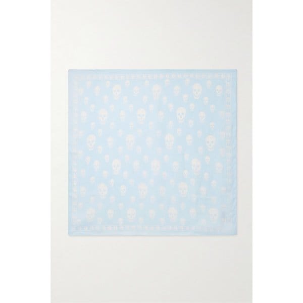 스카이 블루 실크 시폰 스카프 46376663163019604