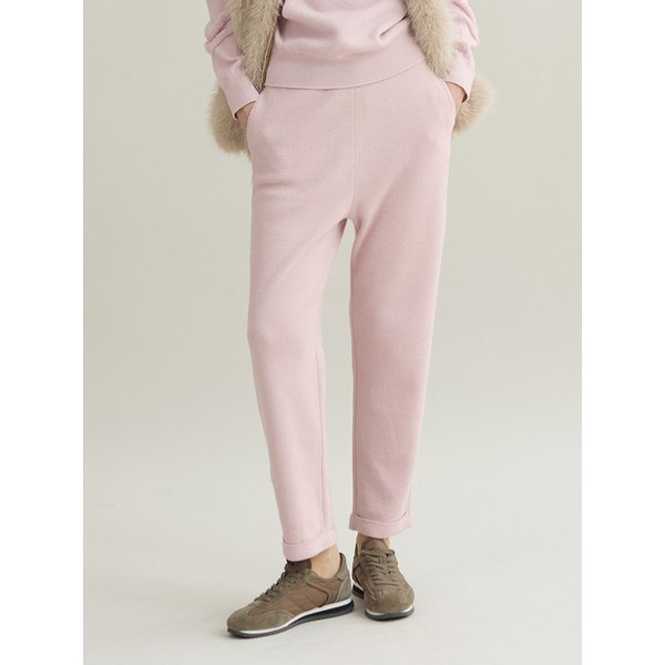 [Wool 100%] Relaxed Fit Knit Jogger Pants - Pink