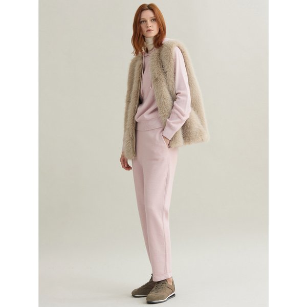 [Wool 100%] Relaxed Fit Knit Jogger Pants - Pink