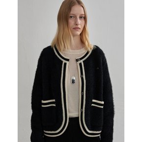 HAIRY COMBI CARDIGAN (moat black)