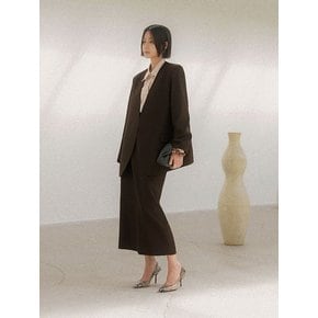 미니멀 노카라 롱스커트 셋업