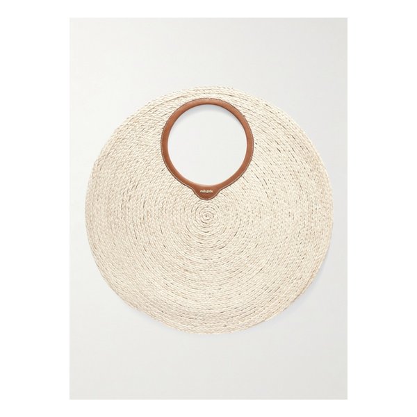 아문 라지 가죽 트리밍 라피아 숄더 백 화이트 46376663162936953