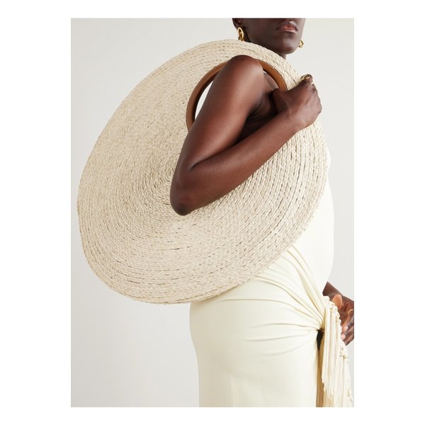 아문 라지 가죽 트리밍 라피아 숄더 백 화이트 46376663162936953