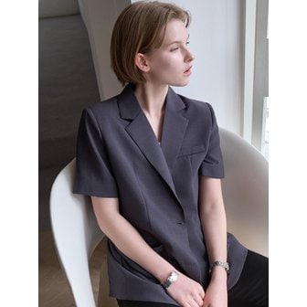 르베티 린넨 하프 자켓 차콜 BE079