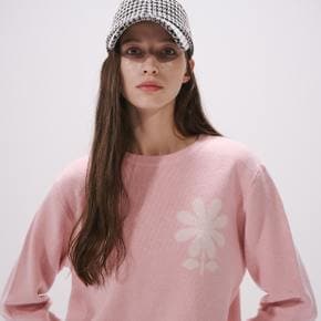 [마르디메르크디악티프]  CASHMERE BLENDED PULLOVER EMOJI FLOWER_PINK IVORY/ AFK33KPO008PKIV