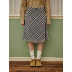 Nix Chiffon Check Midi Skirt