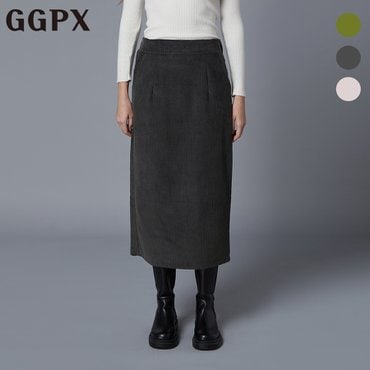 GGPX 백 트임 코듀로이 롱 스커트 (GOASK038F)