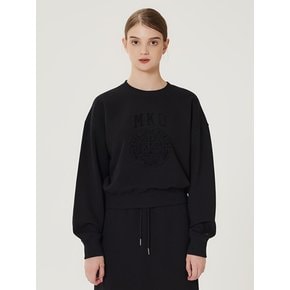 (W) M LOGO CROP SWEATSHIRT BLACK