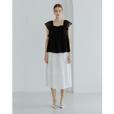 턱 밴딩 스커트 화이트 블랙 TUCK BANDING SKIRT WHITE BLACK