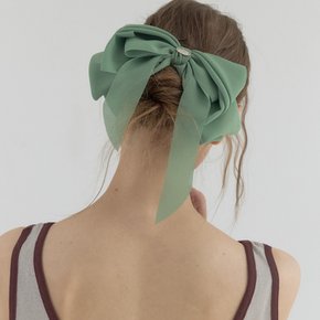Muse Chiffon Ribbon Bow Hair Pin_Green
