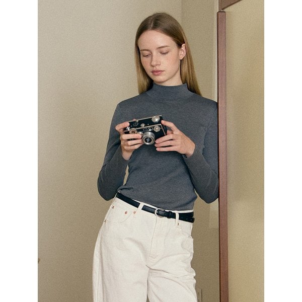 여성 골지 하프넥 슬림핏 긴팔티셔츠 LZTS0212