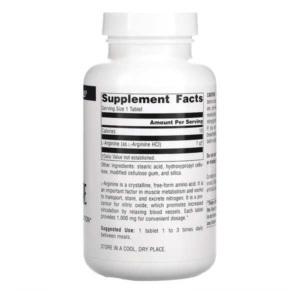 소스 내추럴스 L 아르기닌 1000mg 100타블렛 엘아르기닌