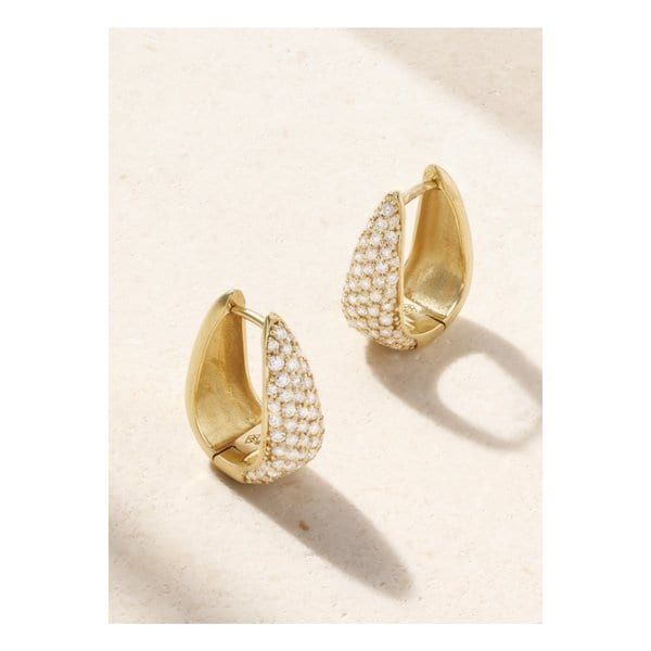 제니퍼 메이어 미니 일롱게이티드 티어드롭 18k 골드 다이아몬드 후프 이어링 1647597348493191