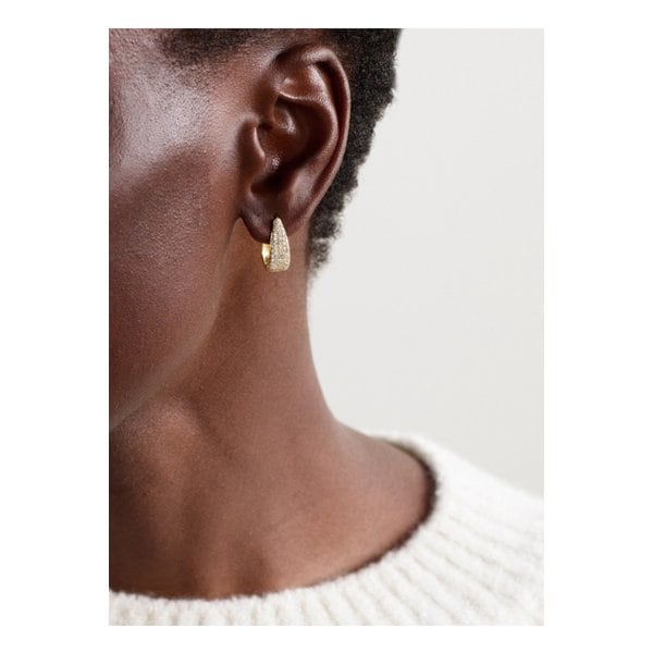 제니퍼 메이어 미니 일롱게이티드 티어드롭 18k 골드 다이아몬드 후프 이어링 1647597348493191