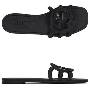25SS 블랙 인터로킹 G 슬라이드 샌들 780307 J8700 1000