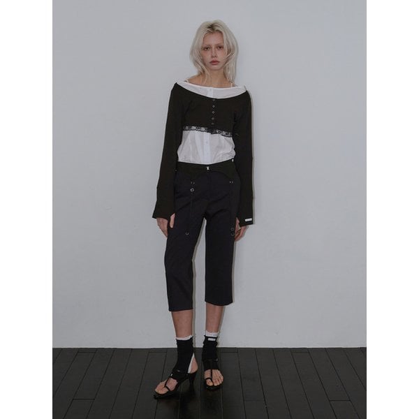 Garter Capri Pants - Black