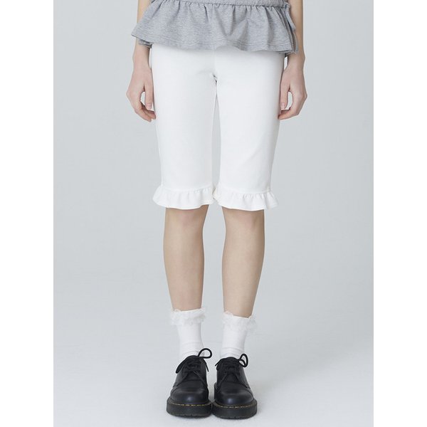 ABELLE FRILL LEGGINGS PANTS - WHITE