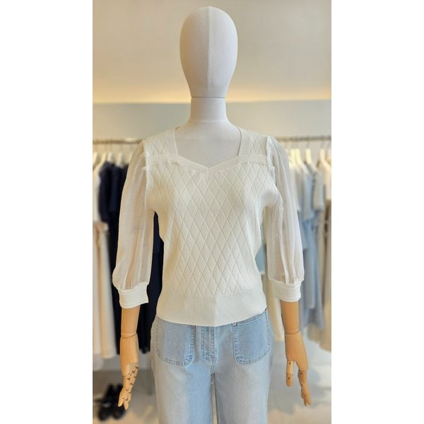 [여주점] [JJ 지고트] 여성 슬리브 니트 하트넥 풀오버 니트GS5A1PO531