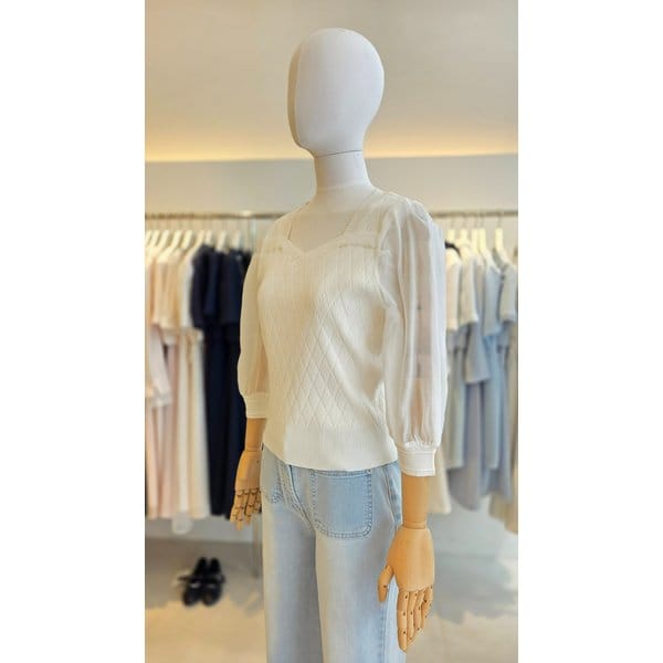 [여주점] [JJ 지고트] 여성 슬리브 니트 하트넥 풀오버 니트GS5A1PO531