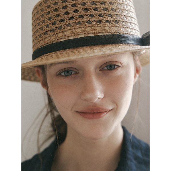 See-through riboon boater hat_2color