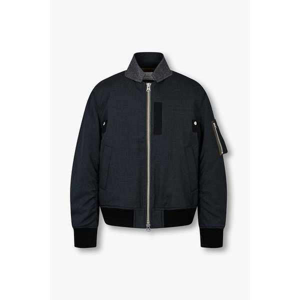 남성 배색 립 트림 슈팅 블루종 (챠콜) 6425301500000