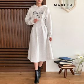 뉴욕 레터링 기모 후드 원피스 MOPA41085_P380132894