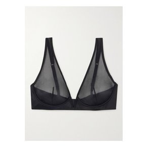 시크 메쉬 플런지 언더와이어 소프트컵 브라 블랙 1647597329943118