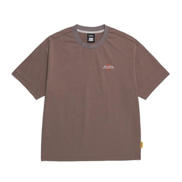 [여주점] N252UTS091크로우유니 COOL MAX 르셀로나 래픽 세미오버핏 반팔티셔츠 시나몬