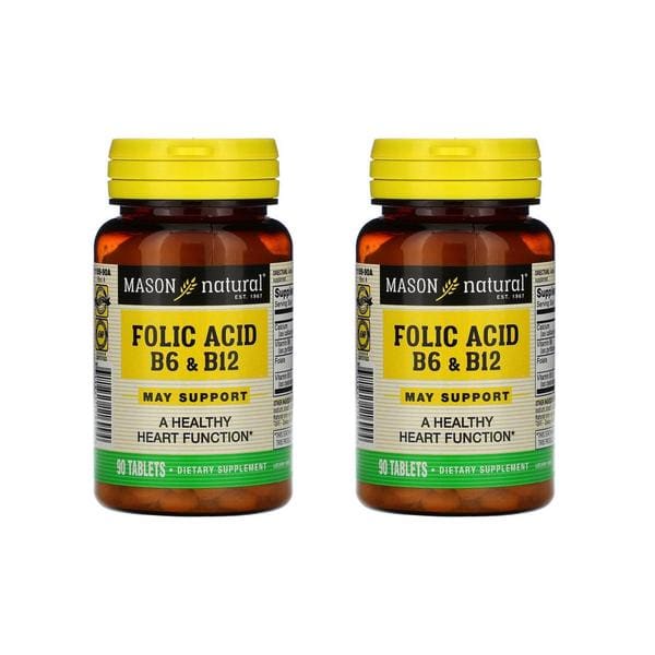[해외직구] 메이슨네츄럴 엽산 폴릭엑시드 B6 앤 B12 90정 2팩 Mason Natural Folic Acid B6 & B12 90 Tablets