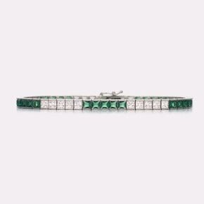 Bicolor Emerald Green Tennis Bracelet SSKA105BWG170