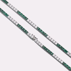 Bicolor Emerald Green Tennis Bracelet SSKA105BWG170