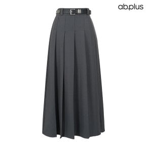[ab.plus/신상] 벨트 세트 핀턱 플리츠 롱 스커트 (LSA2MS32A)