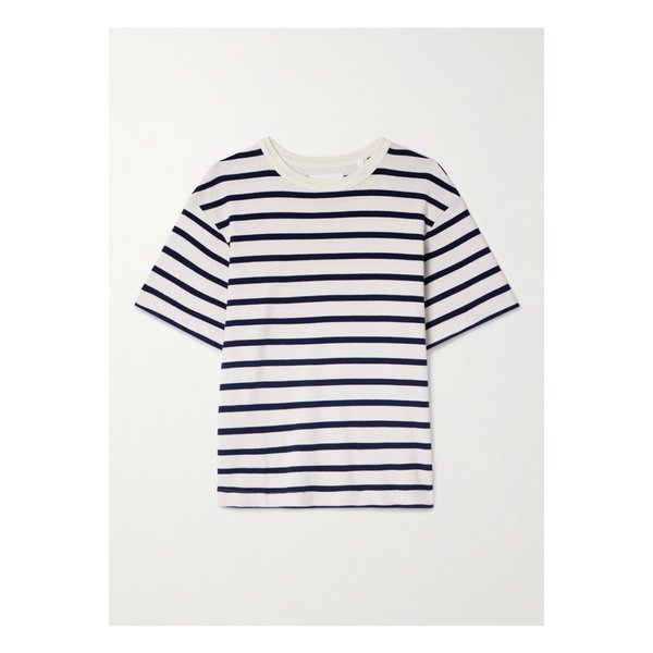 골디 스트라이프 코튼 혼방 저지 티셔츠 네이비 46376663162844328