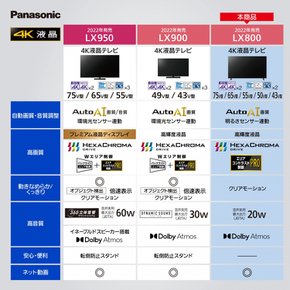 파나소닉 50V형 4K 더블 튜너 내장 액정 TV TH-50LX800 VIERA Dolby Atmos(R) 대응 2022년 모델