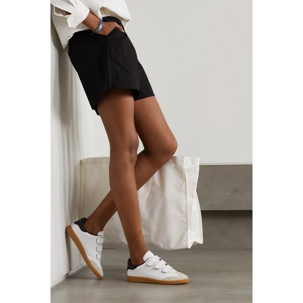 베스 스웨이드 트리밍 가죽 스니커즈 화이트 6630340696429260