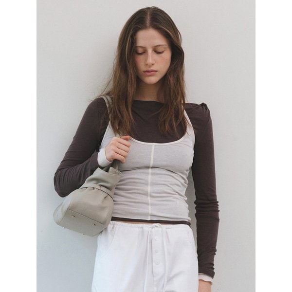 ELIN DRAPE LONG SLEEVE SET [CHARCOAL]