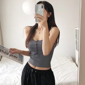 디야르 크롭 패드내장 골지 단추 끈나시 티셔츠