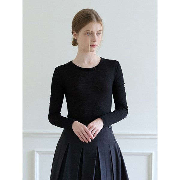Wool tencel long sleeve - Black